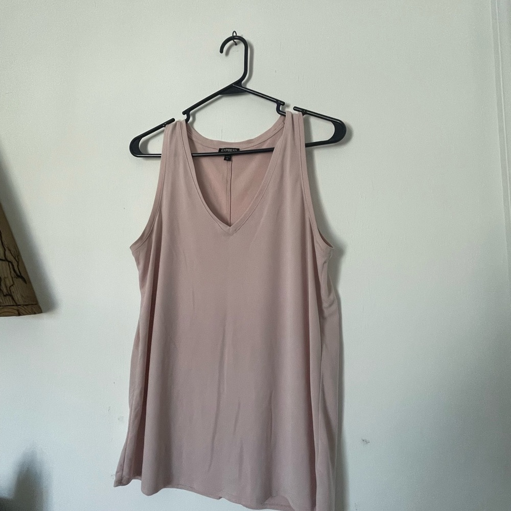 Express Blush Pink Sleeveless V-Neck Tank Minimalist Soft Drape Top